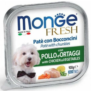 MONGE DOG FRESH CHICKEN VEGETABLES suņu konservi pastēte Vista, dārzeņi 100g